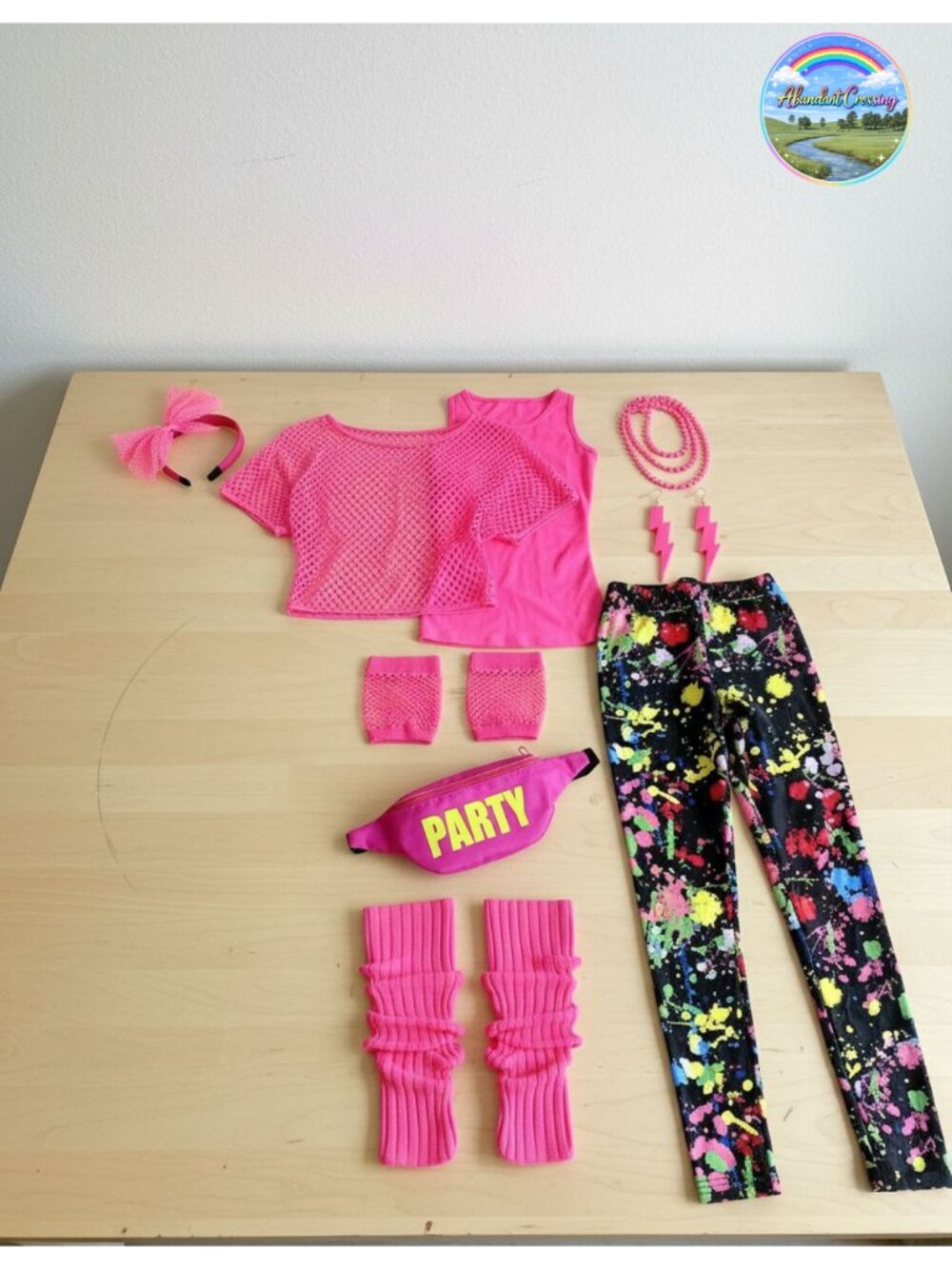 CICOCI 80s 90s Costume Set Retro Fishnet Top Leg Warmers Fanny Pack Party